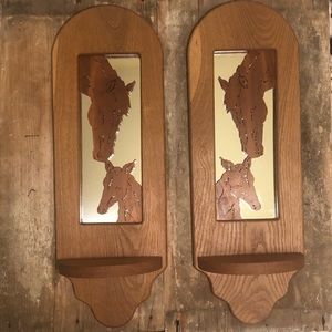 Handmade Oak Mare and Colt Shelves